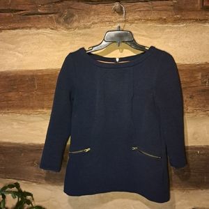 Boden Navy Crewneck Long Sleeved Ribbed Knit Tunic Size 19